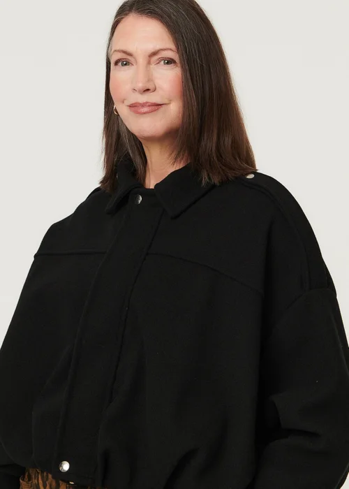 Izabel London Black Faux Suede Ruched Relaxed Bomber Jacket - 8 Image 3
