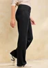 Cotton Traders Black Stretch Jersey Denim Wide Leg Pull-On Trousers - 22/L29 Image 2