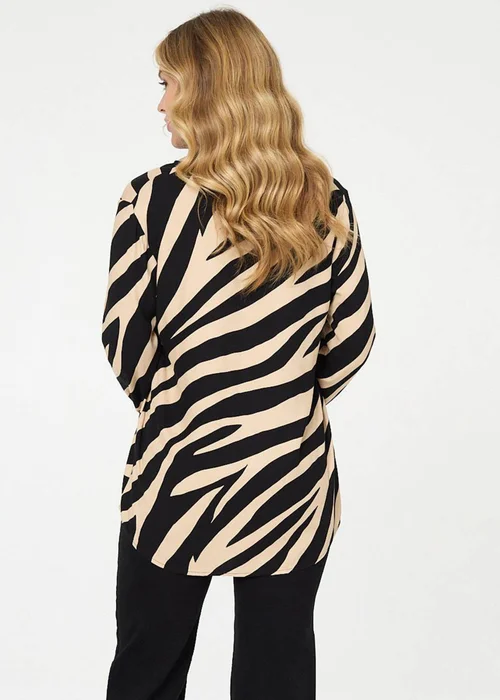 Izabel London Black Zebra Print Long Sleeve Slim Blouse - 8 Image 2