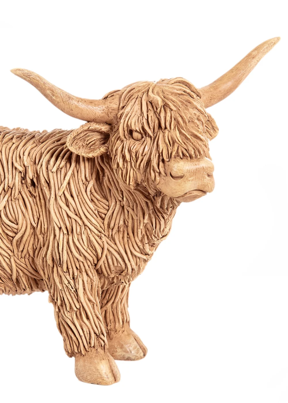 Premier Decorations Wood Cut Effect Standing Highland Calf Statue - One Size Image 2