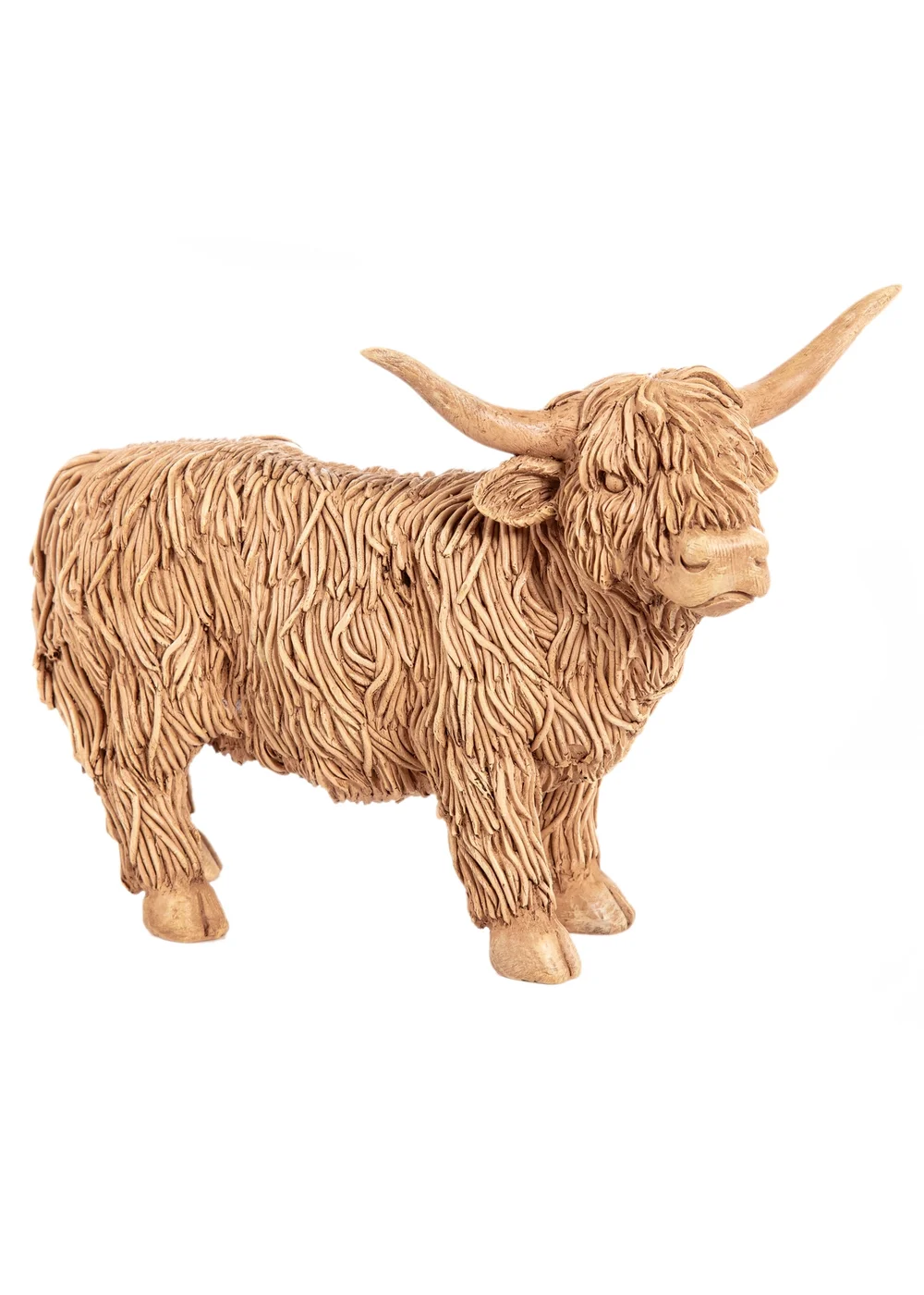 Premier Decorations Wood Cut Effect Standing Highland Calf Statue - One Size Image 1