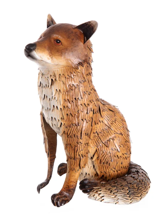 Premier Decorations Sitting Fox Metal Garden Sculpture 32.5cm - One Size Image 1
