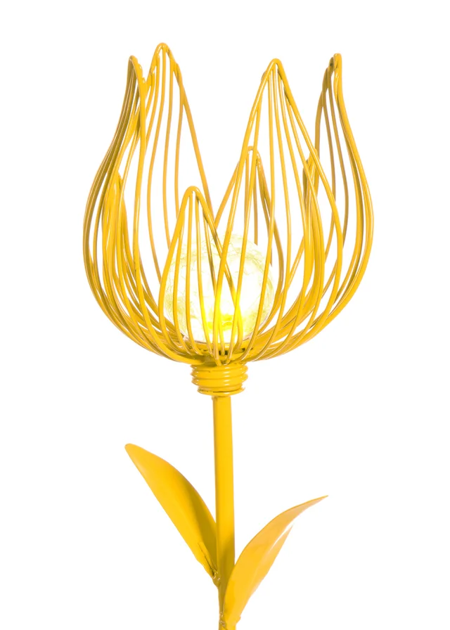 Premier Decorations Yellow Solar Metal Tulip Garden Stake 60cm