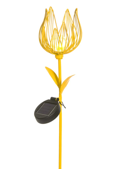 Premier Decorations Yellow Solar Metal Tulip Garden Stake 60cm - One Size Image 1