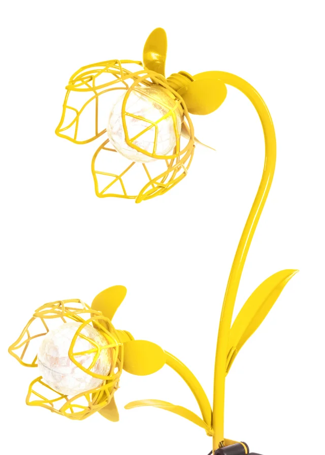 Premier Decorations Yellow Solar Metal Double Hellebore Garden Stake Light 62cm