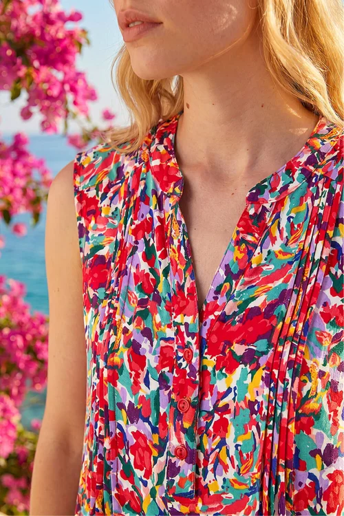 Roman Red Floral Pintuck Shirt - 14 Image 4