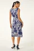 Roman Navy Petite Floral Side Tie Midi Dress - 14 Image 3