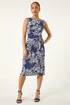 Roman Navy Petite Floral Side Tie Midi Dress - 14 Image 2