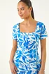 Roman Blue Petite Floral Button Front Midi Dress - 14 Image 4