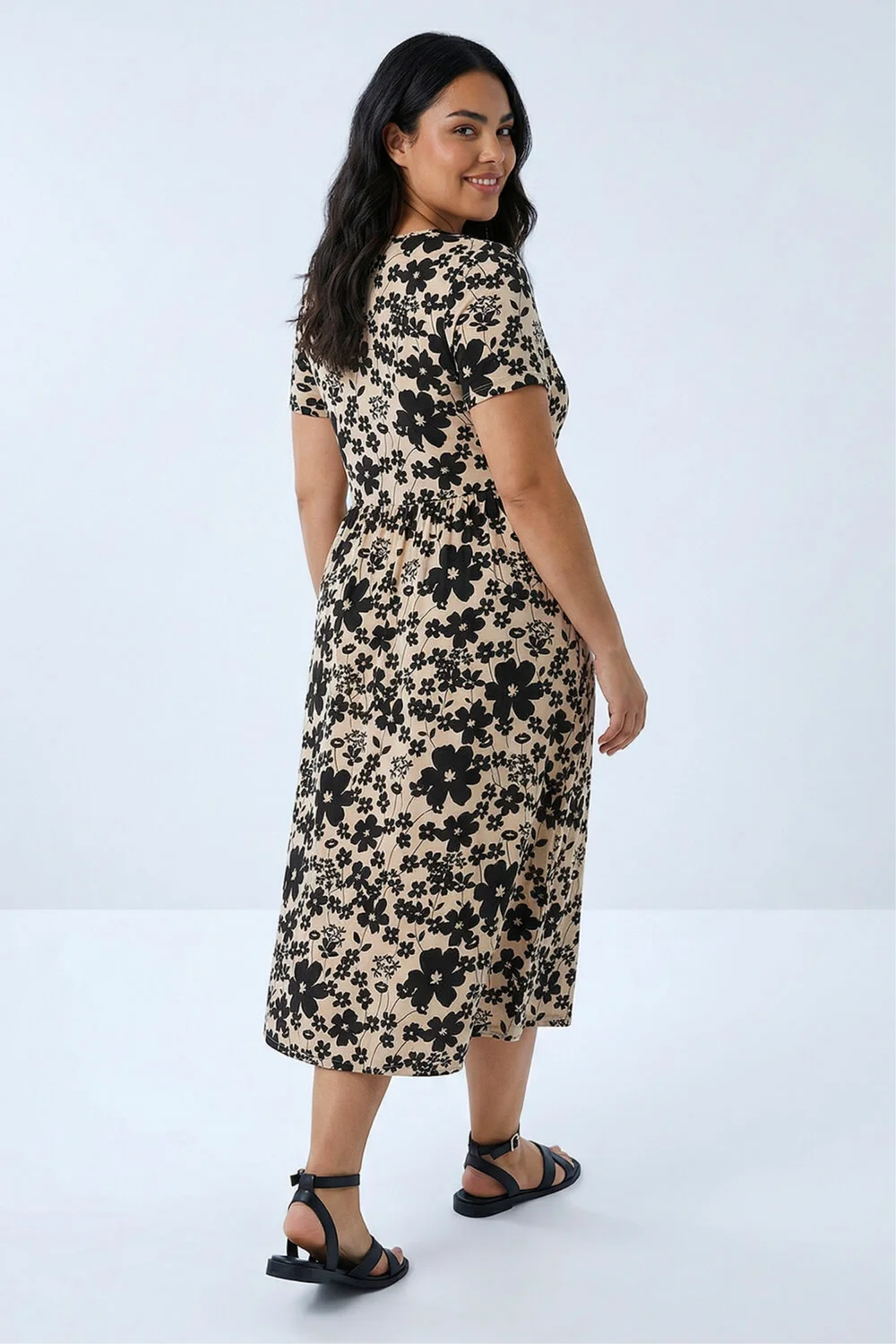 Roman Stone Curve Floral Print Pocket Midi Dress - 26-28 Image 3