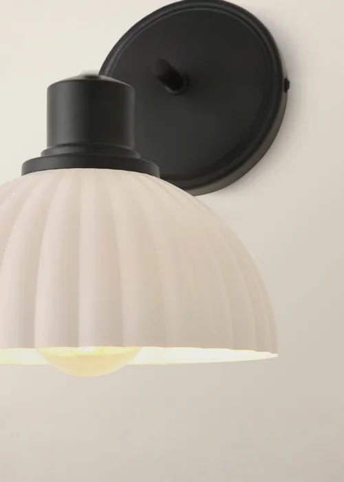 ValueLights Bourton Matte Black Ribbed Dome Wall Light - One Size Image 3