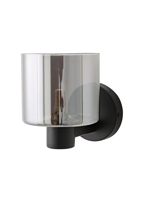 ValueLights Demi Matte Black Smoke Glass Cup Wall Light - One Size Image 5