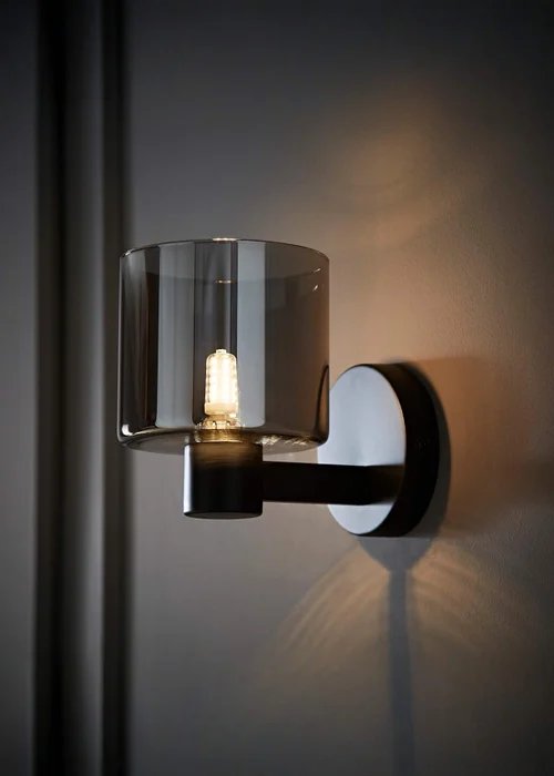 ValueLights Demi Matte Black Smoke Glass Cup Wall Light - One Size Image 1