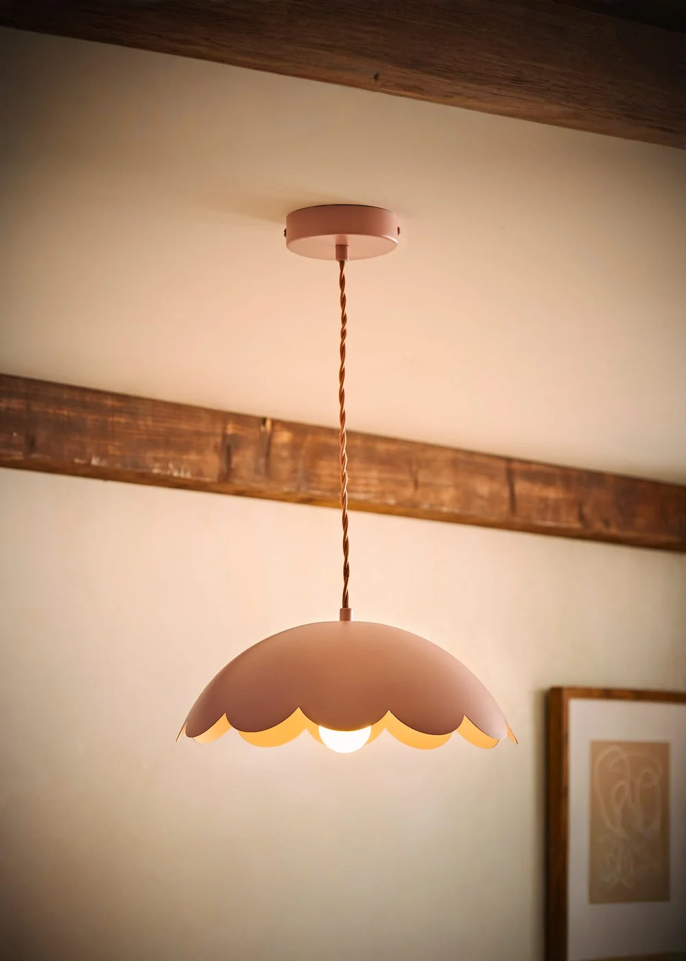 ValueLights Millie Pink Flower Scallop Ceiling Pendant - One Size Image 2