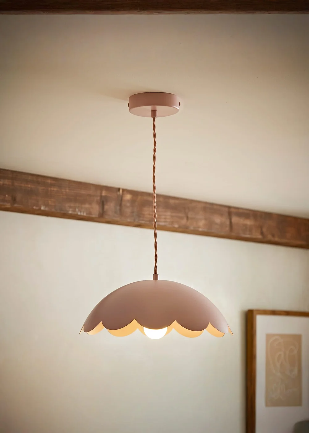 ValueLights Millie Pink Flower Scallop Ceiling Pendant - One Size Image 1