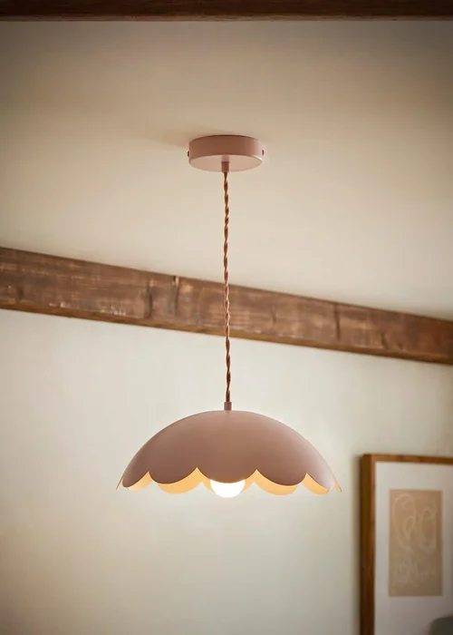 ValueLights Millie Pink Flower Scallop Ceiling Pendant - One Size Image 1