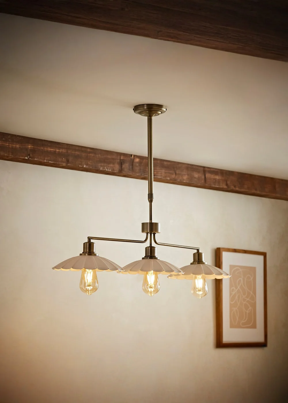 ValueLights Holborn Scallop 3 Drop Diner Ceiling Light - One Size Image 1