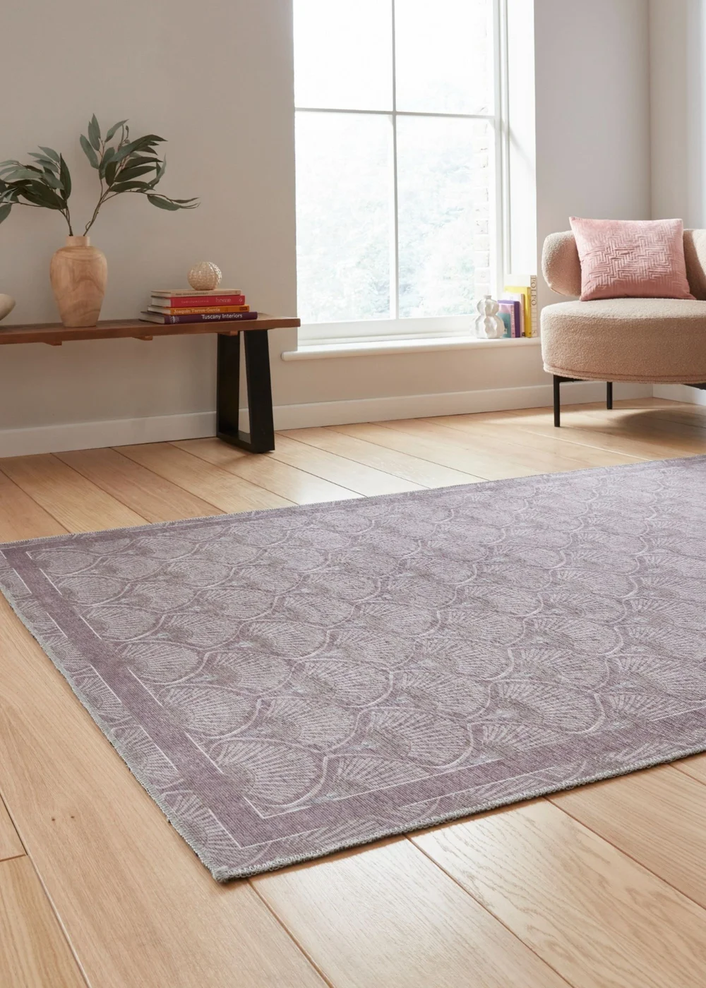 Catherine Lansfield Deco Peacock Lilac Washable Rug 76 x 150cm - 61 x 170 Image 2