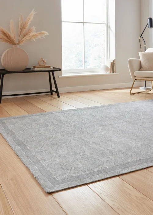 Catherine Lansfield Deco Peacock Silver Washable Rug 76 x 150cm - 61 x 170 Image 2