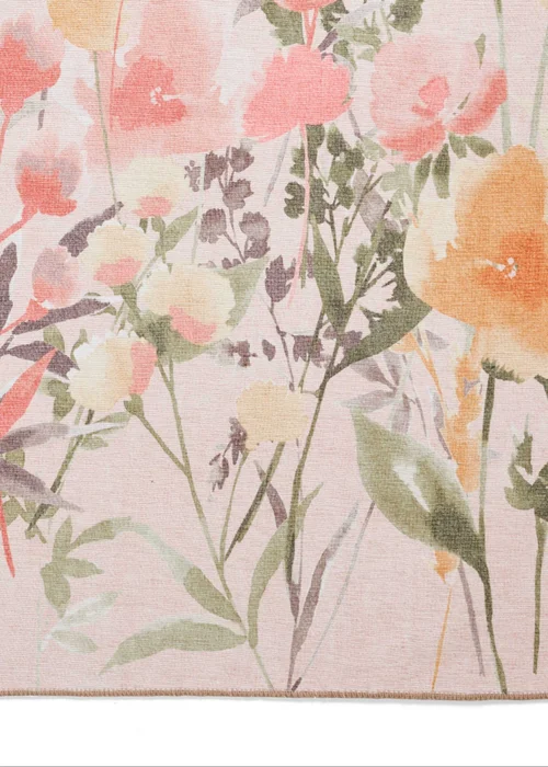 Catherine Lansfield Country Floral Pink Washable Rug 152 x 230cm - 76 x 230 Image 3