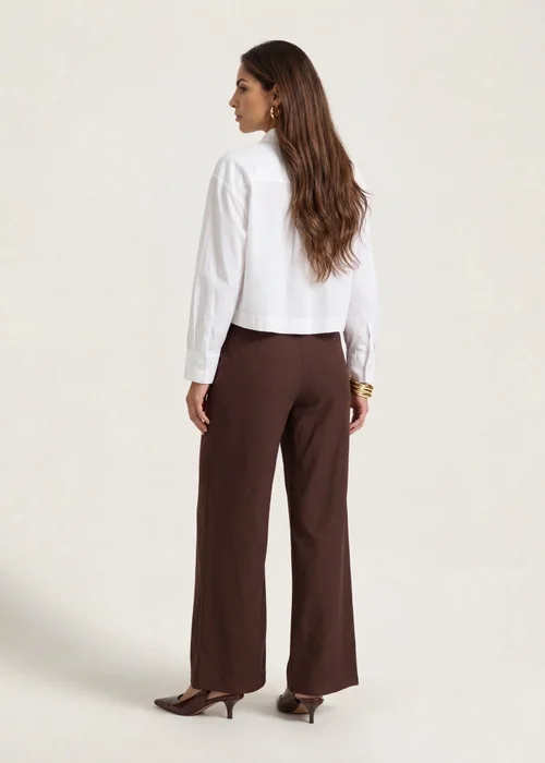 Urban Bliss Chocolate Linen Blend Wide Leg Trouser - 14 Image 3