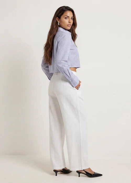 Urban Bliss White Linen Blend Wide Leg Trouser - 8 Image 3