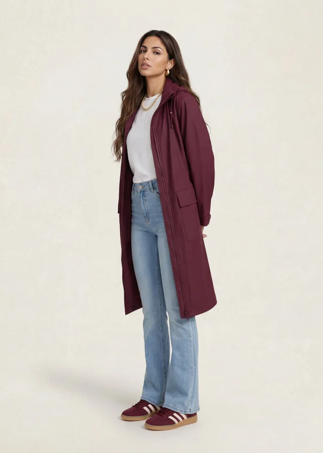 Urban Bliss Rubberised Raincoat Burgundy