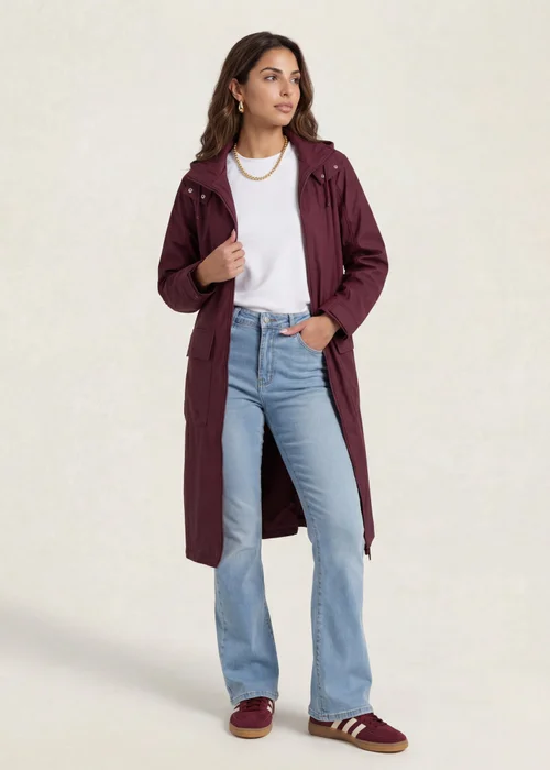 Urban Bliss Rubberised Raincoat Burgundy - 8 Image 1