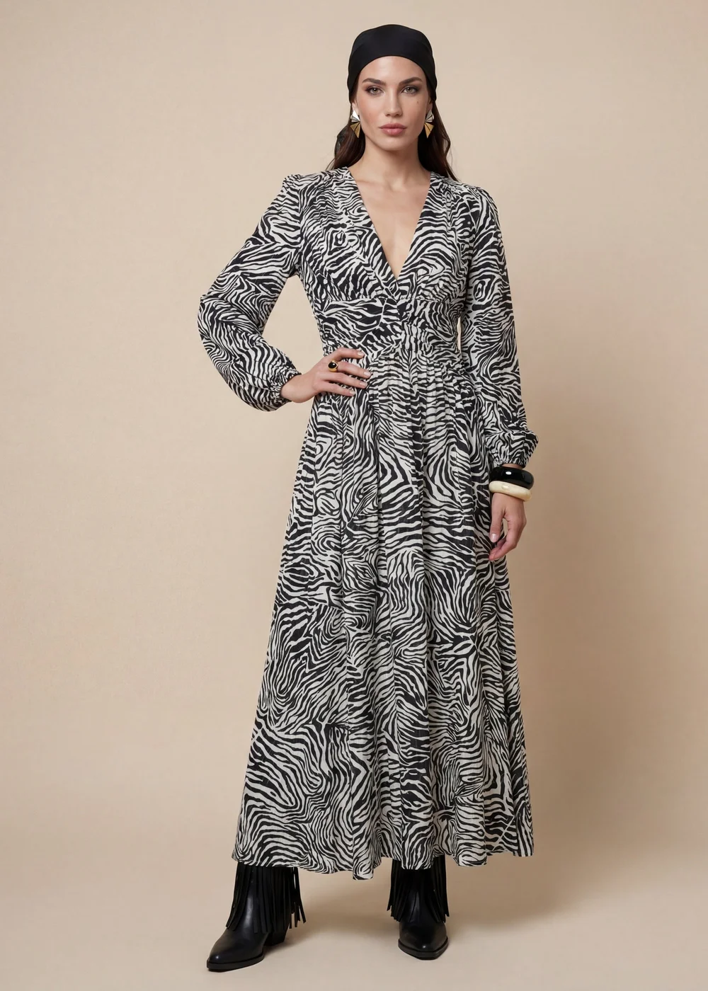 Urban Bliss Khaki Metallic Zebra Dress - 14 Image 1