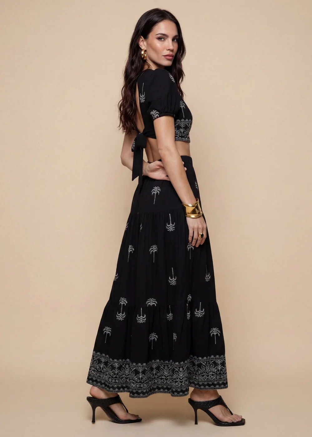 Urban Bliss Black Open Back Tiered Maxi Dress - 14 Image 2