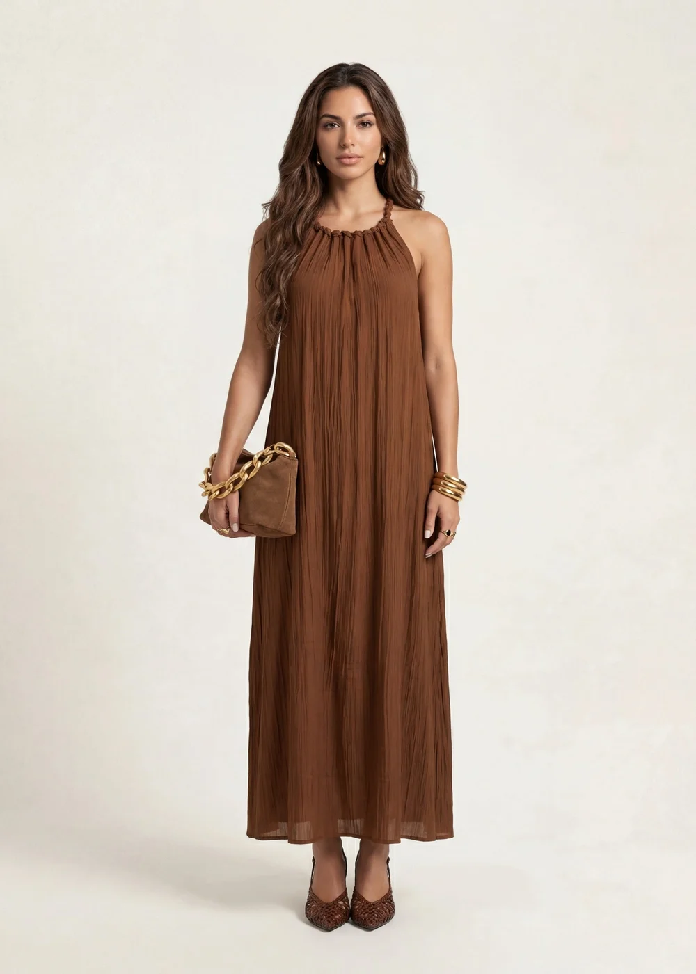Urban Bliss Tan Braided Maxi Dress - 10 Image 1