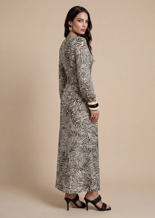 Urban Bliss Zebra Long Sleeve Metallic Dress Khaki - 14 Image 2