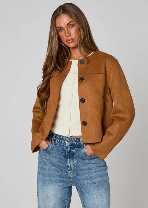 Urban Bliss Tan Faux Suede Cropped Jacket - 14 Image 1