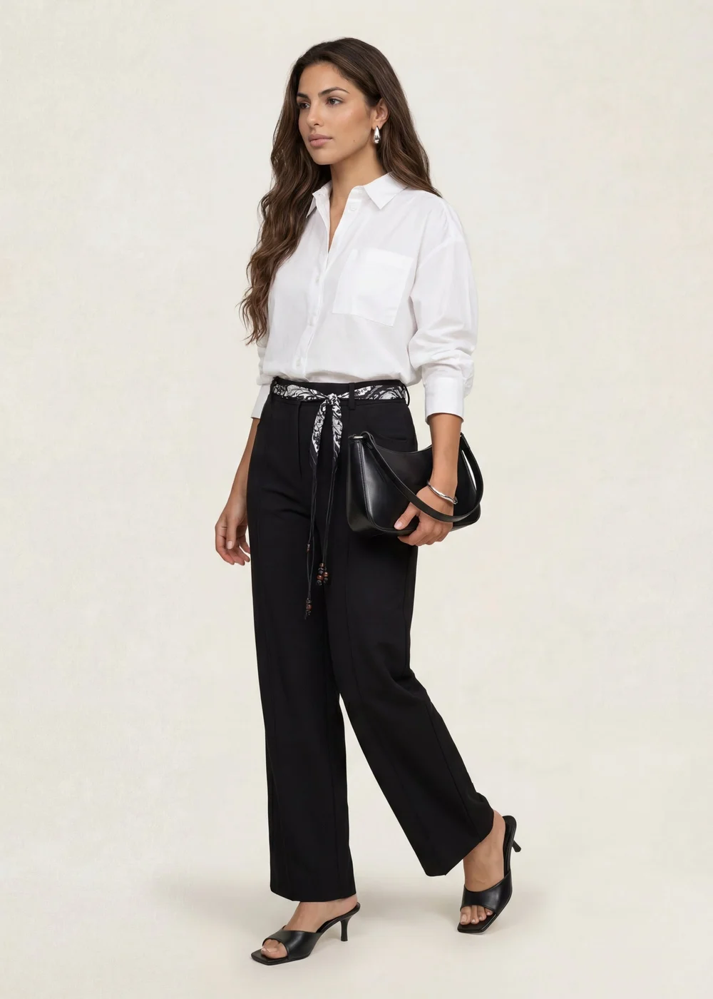 Urban Bliss Belted Barrel Leg Trouser Black - 12 Image 2
