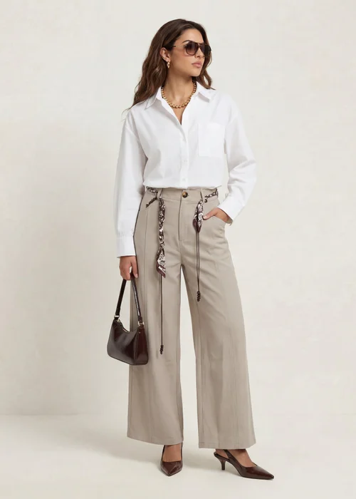 Urban Bliss Grey Belted Barrel Leg Trouser - 10 Image 1