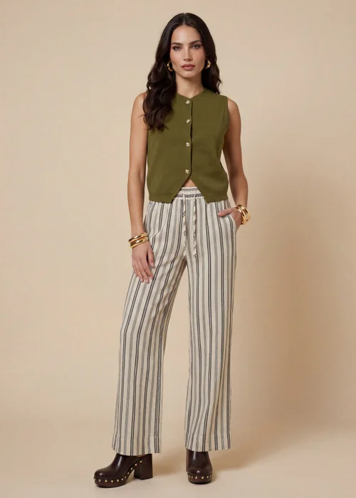 Urban Bliss Cream Stripe Trousers - 18 Image 1