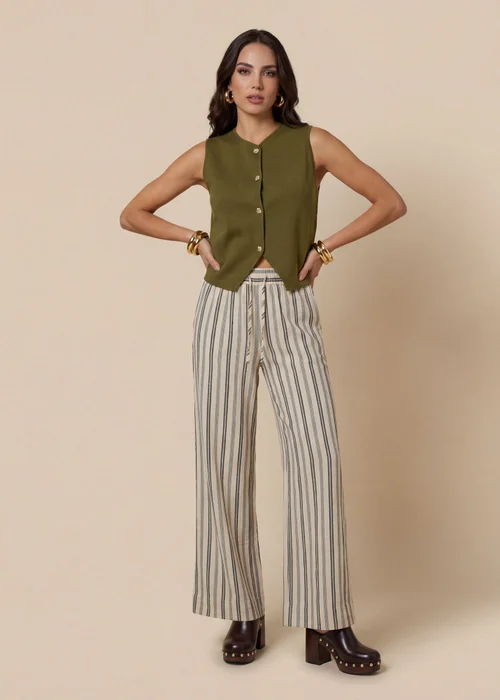 Urban Bliss Cream Stripe Trousers - 18 Image 2