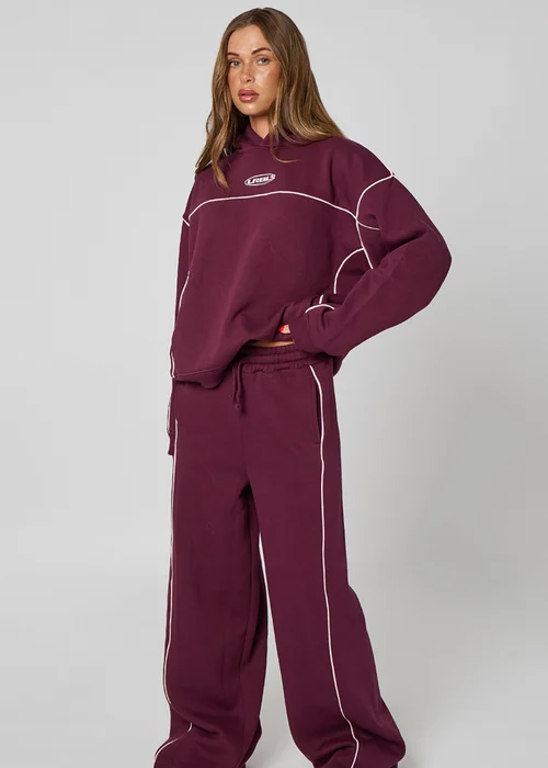 Urban Bliss Piped Hoodie Burgundy - 12 Image 3