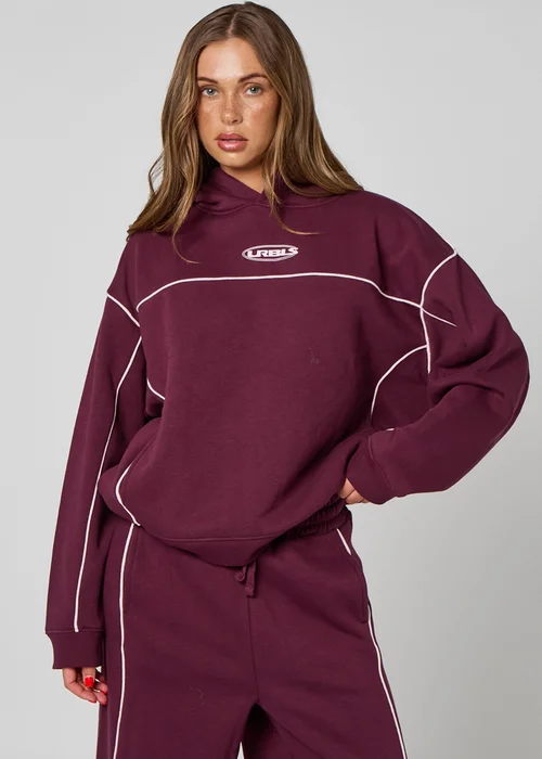 Urban Bliss Piped Hoodie Burgundy - 12 Image 1