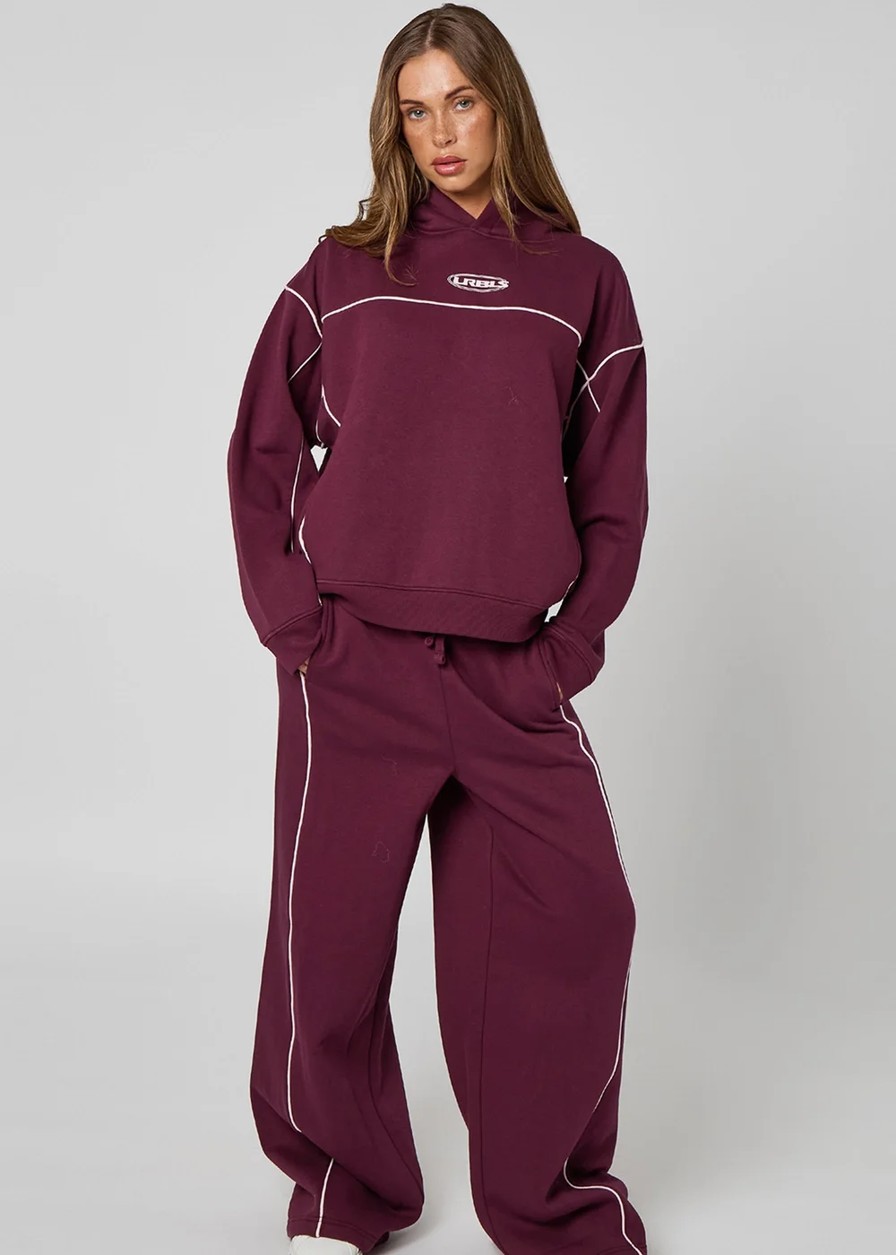 Urban Bliss Piped Hoodie Burgundy - 12 Image 2
