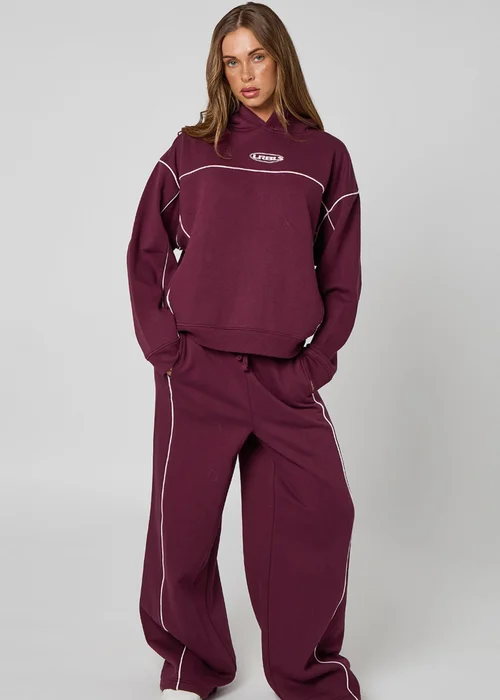 Urban Bliss Piped Hoodie Burgundy - 12 Image 2
