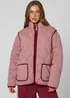 Urban Bliss Gingham Quilted Coat Burgundy - 8 Image 1