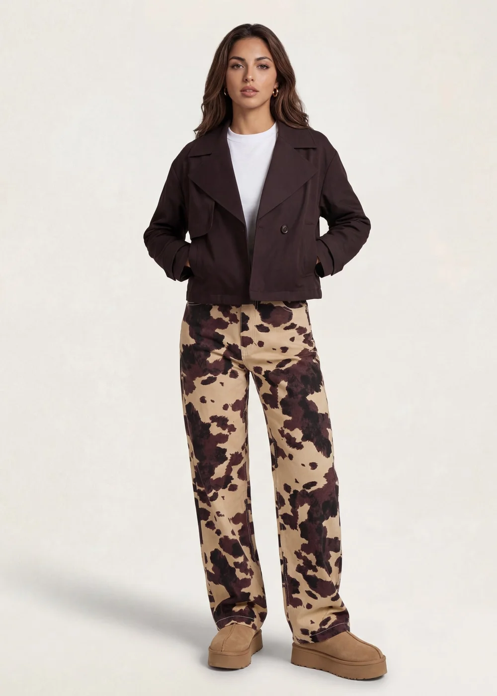 Urban Bliss Chocolate Cropped Trench - 14 Image 1