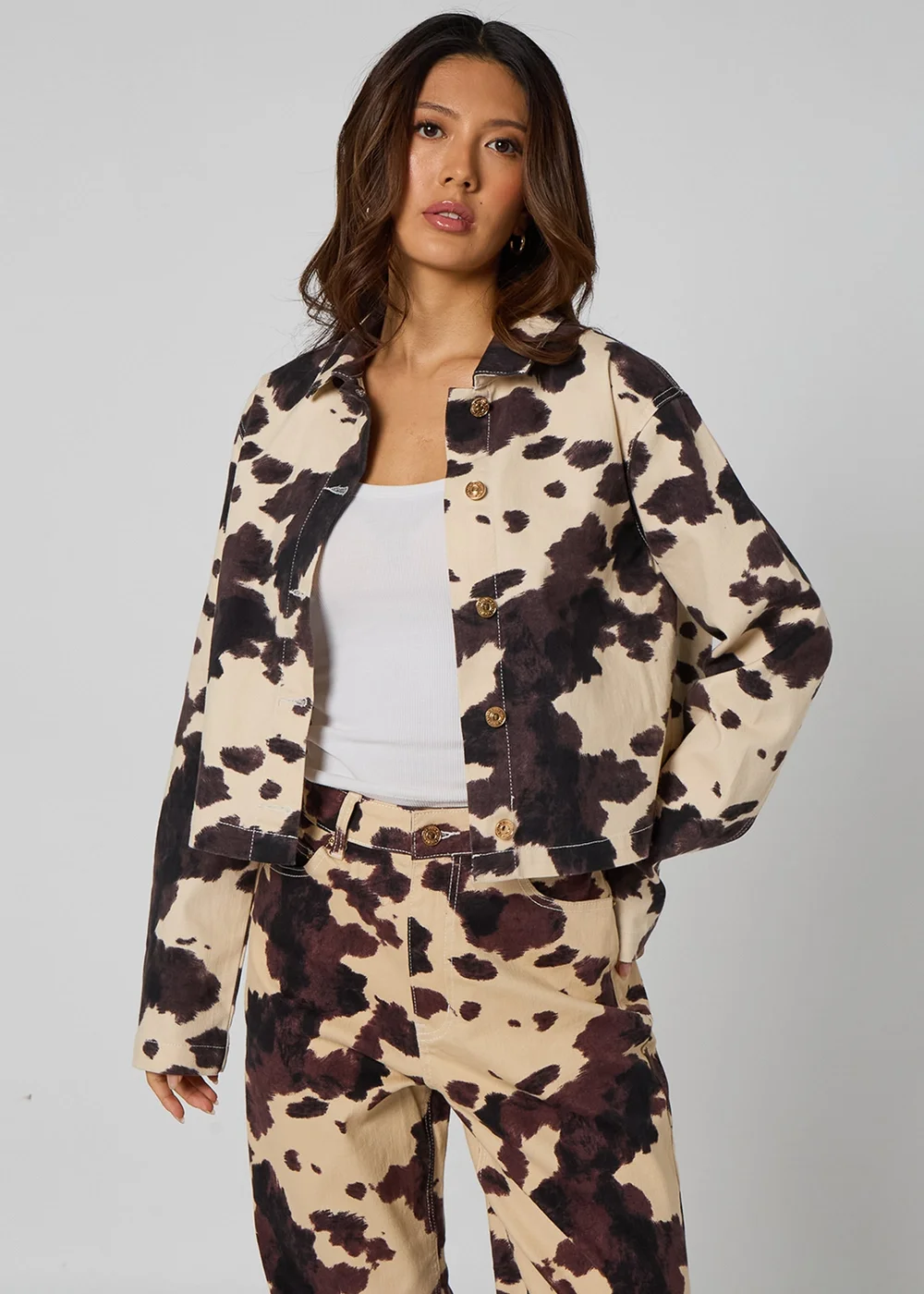 Urban Bliss Cream Cow Jacket - 8 Image 1