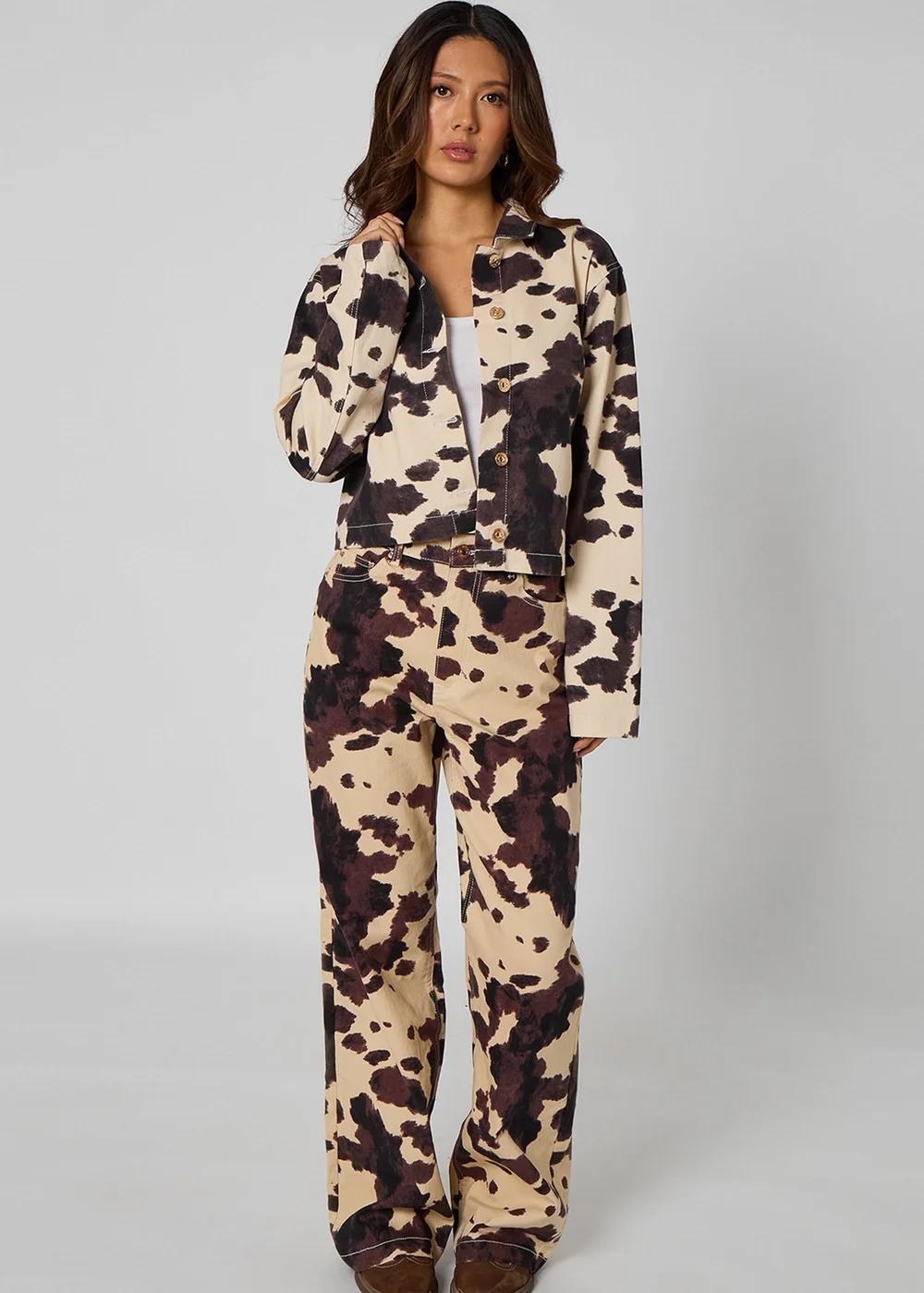 Urban Bliss Cream Cow Jacket - 8 Image 3