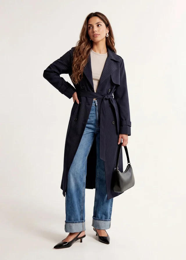 Urban Bliss Navy Stripe Trench Coat