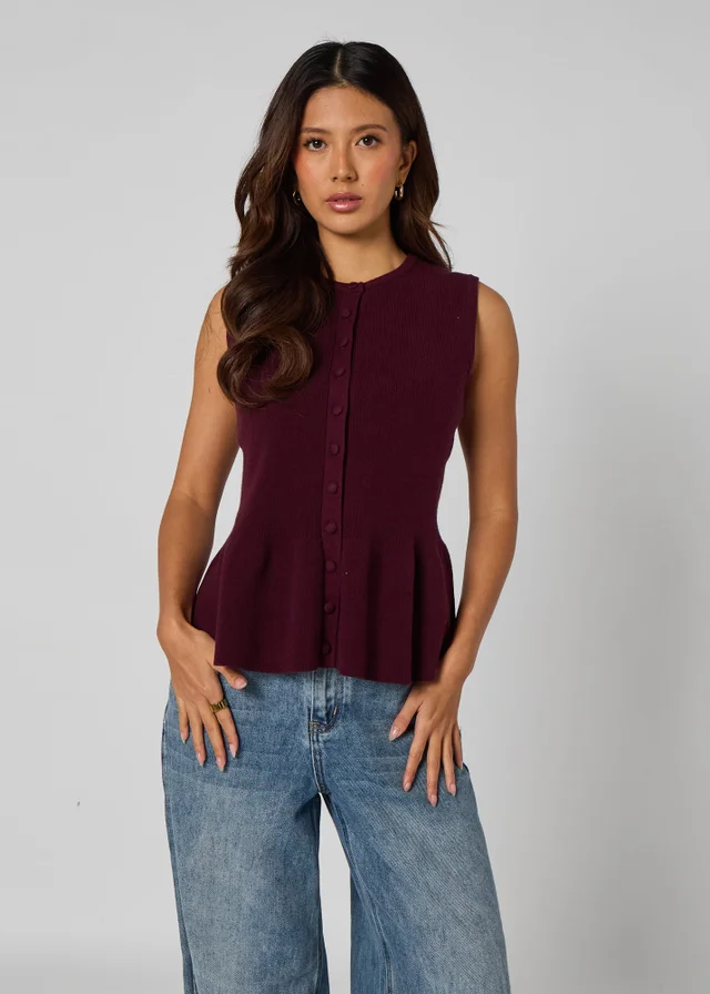 Urban Bliss Burgundy Peplum Vest