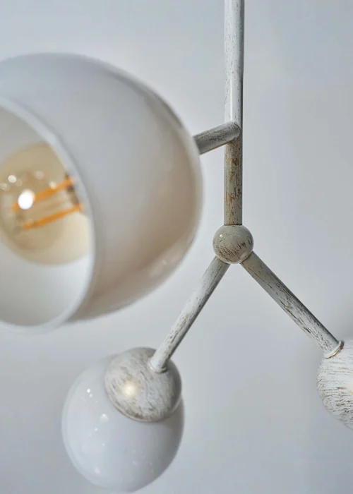 ValueLights Kenton Aged Metal Effect 3 Way Ceiling Light With White Glass Shades - One Size Image 2