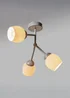 ValueLights Kenton Aged Metal Effect 3 Way Ceiling Light With White Glass Shades - One Size Image 1