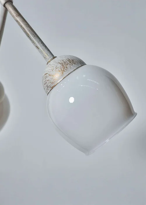 ValueLights Kenton Aged Metal Effect 3 Way Ceiling Light With White Glass Shades - One Size Image 3